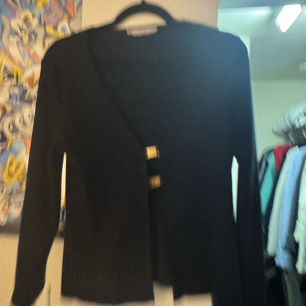 Abercrombie & Fitch Black Cardigan with Gold Accents
